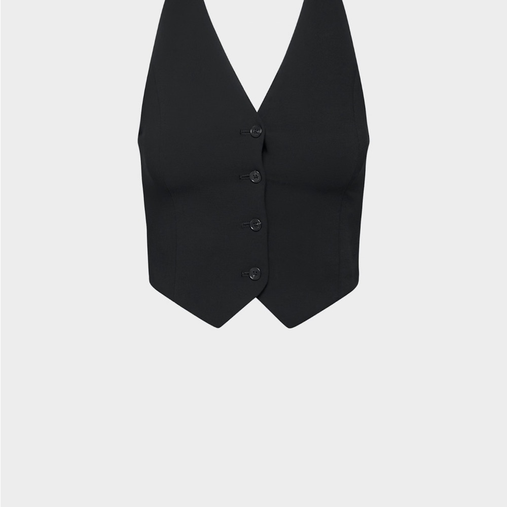 Aritzia Black Button-Front V-Neck Vest and Matching Pants